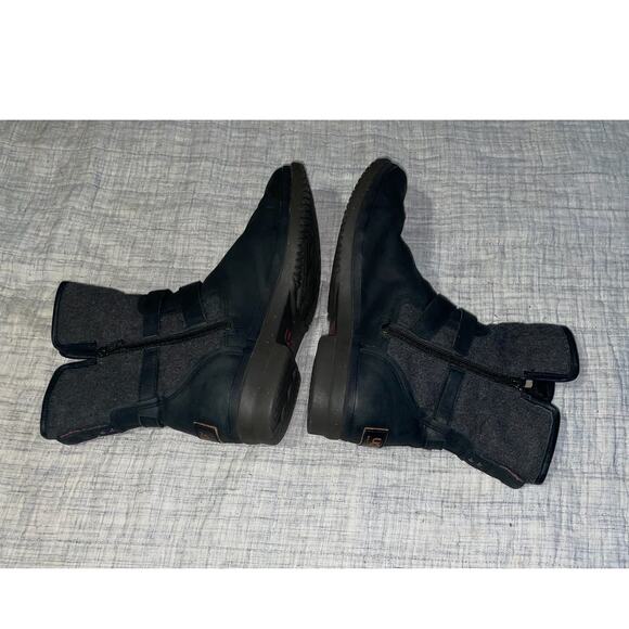 UGG Simmens Womens 10 Waterproof Boots Black Leather Suede Zip Buckle Wool Lined - Picture 11 of 12